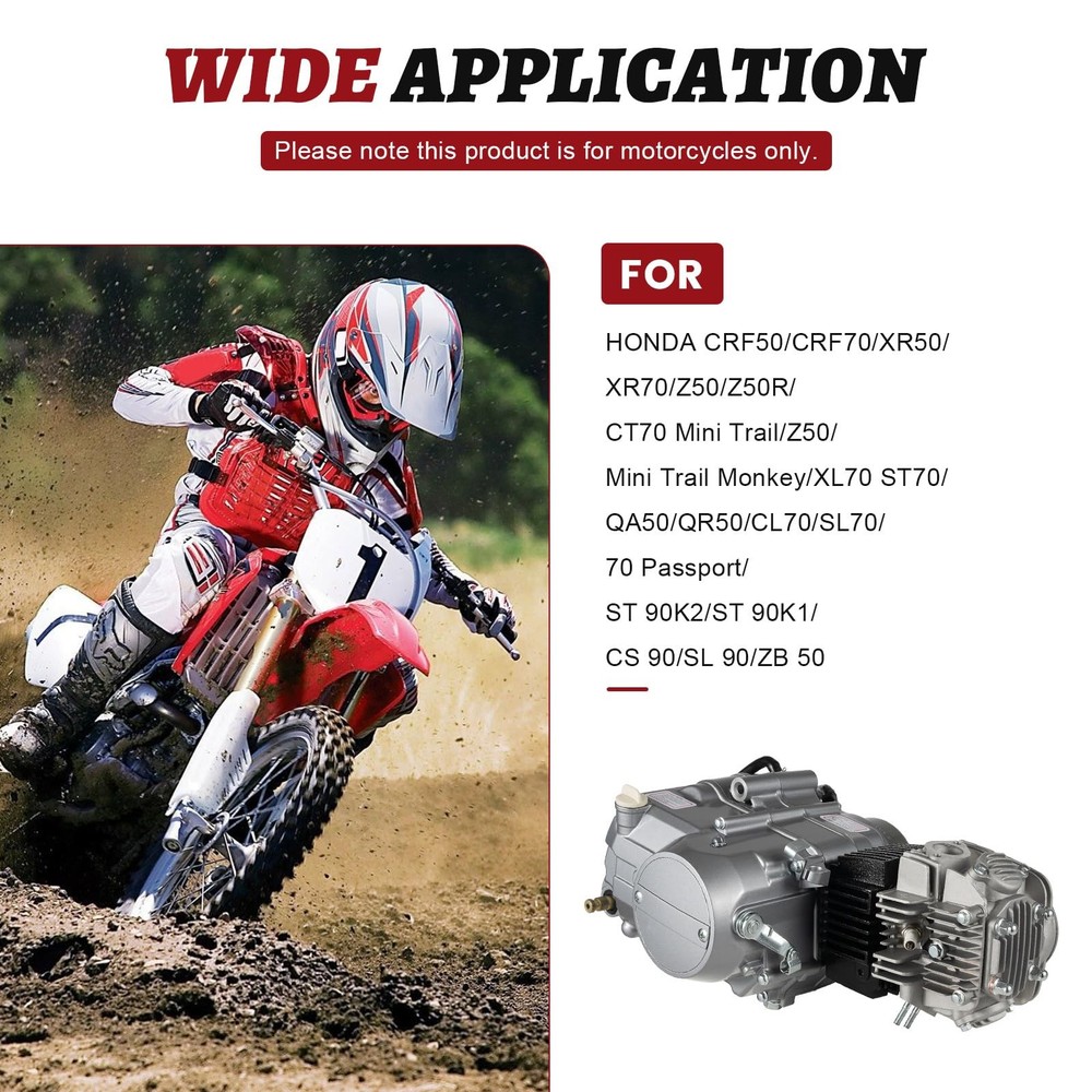125CC 4 Stroke Gasoline Single Cylinder Engine Kit Air Cooled Kick Start Reverse