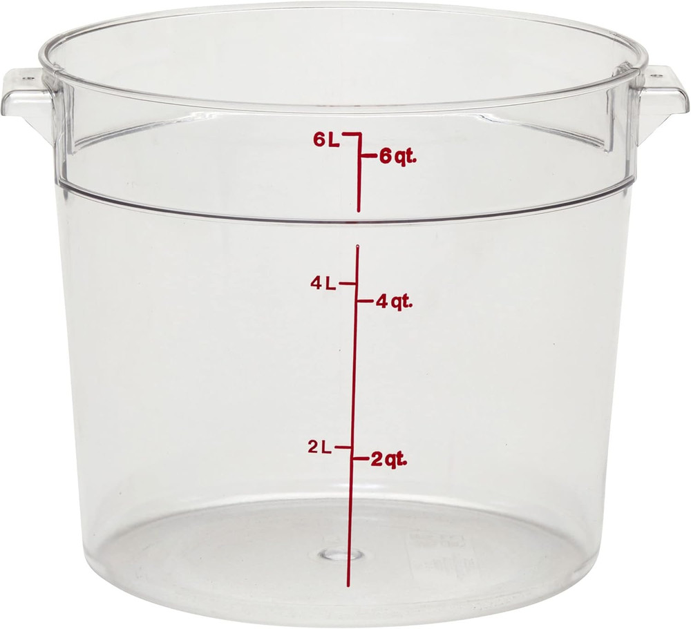 Storage Container - round Series - 6 QT (Quart) - Commercial Grade for Prep (Cl