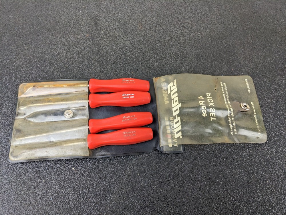 #bn610 Snap-On Tools ASA204A RED 4 Pc Pick Set With Storage Pouch