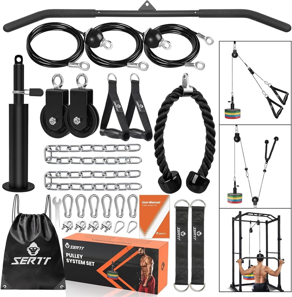Home Gym Pulley System - Tricep Workout, Lat Pulldown, Biceps Curl, Triceps, ...