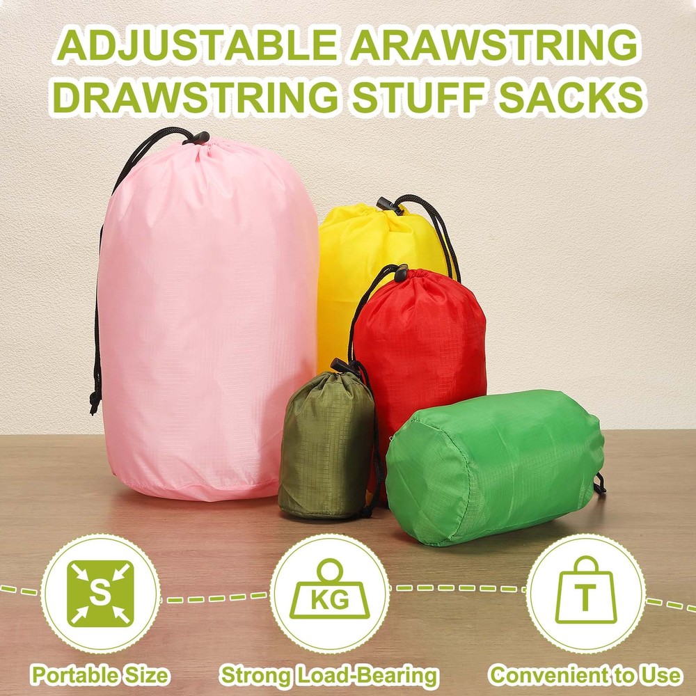 Stuff Sack, Nylon Waterproof Storage Sacks, 7x13Inch(Orange)