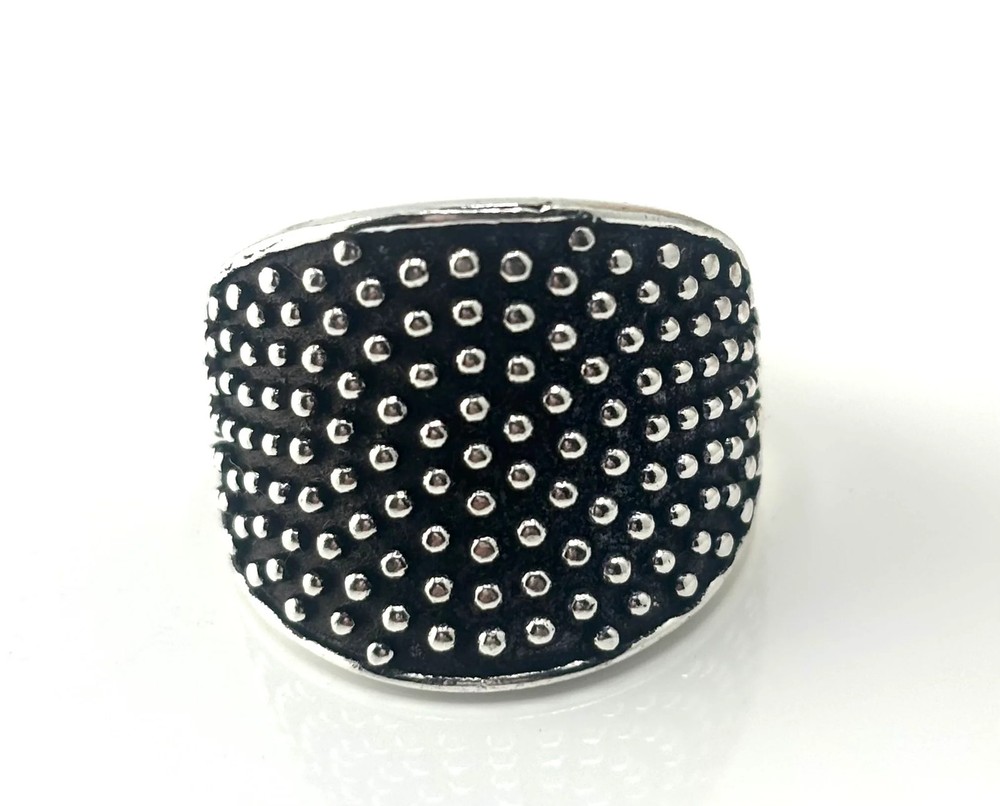 Silver ring studded circle handmade