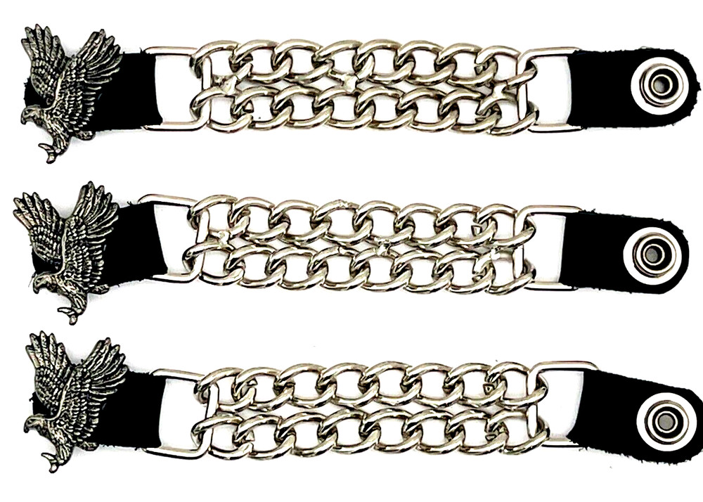3 EAGLE DOUBLE CHAIN MOTORCYCLE VEST EXTENDERS USA MADE