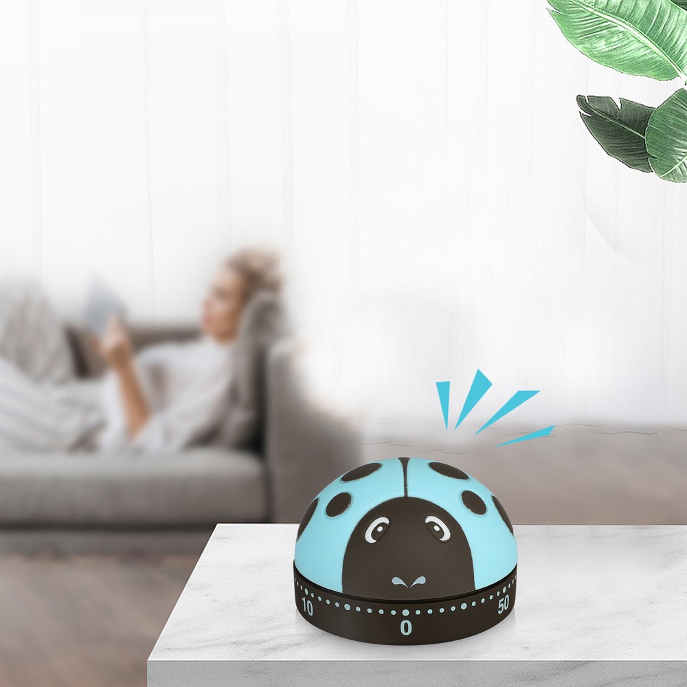 2x Manual Kitchen Cooking Timer Count Down Cute Cartoon Ladybug Clock Loud Alarm