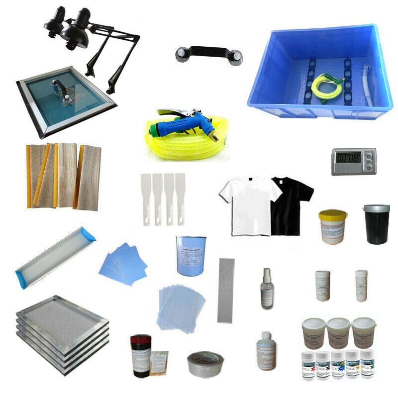 Full Set 4 Color Silk Screen Printing Press Materials Kit Screen Printing Supply