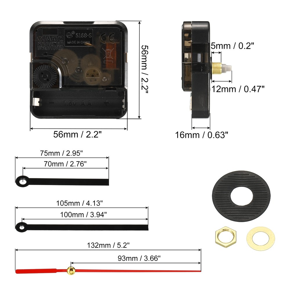 Clock Mechanism Replacement, Quartz Clock Mechanism DIY Wall Clock, 16082