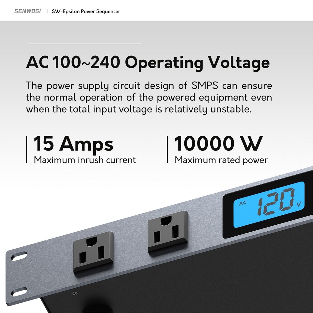 10Socket Power Conditioner and Surge Sequencer with USB TypeC/A Charger