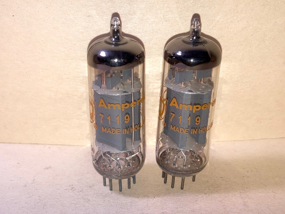 Amperex 7119 E182CC PQ Tubes, Matched Pair, Tested, NOS/NIB, Matched Codes