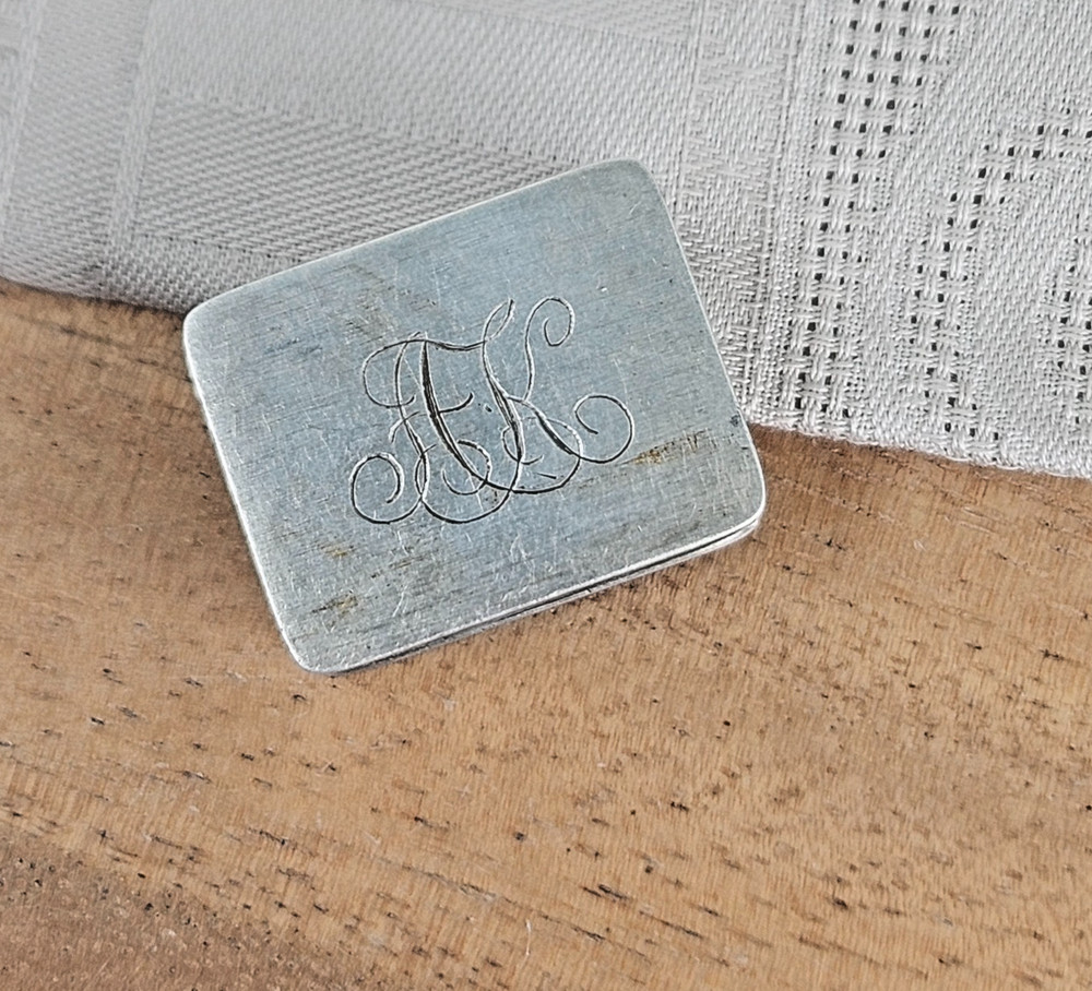 Vintage Sterling Silver 950 Volupte USA Monogram JFK Rectangular Hinged Pill Box