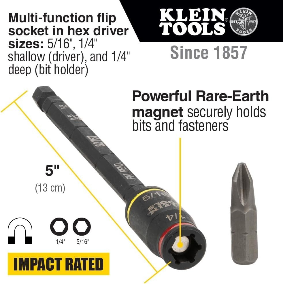 Compact 2-Piece Impact Driver Set: 3-in-1 Flip Socket for Ultimate Flexibility