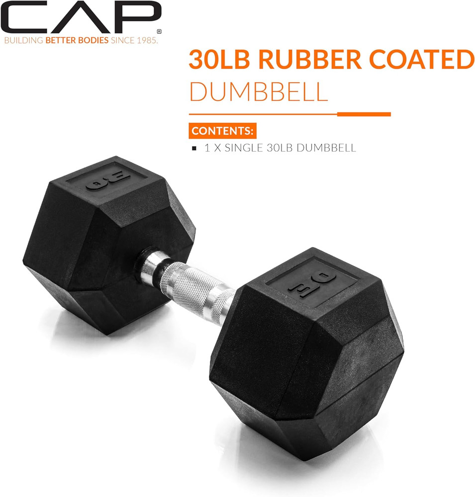 Coated Hex Dumbbell Weight - Single | 10-120 Lbs | Multiple Options