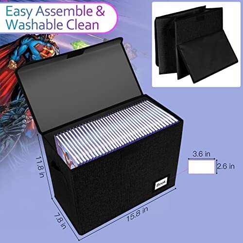 Book Storage Box Collapsible Comic Short Heavy Duty Comic Books Bin Container
