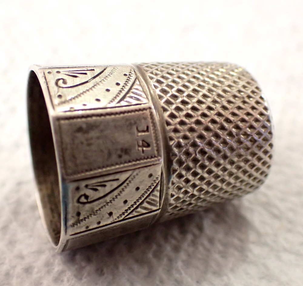 Vintage Sewing Thimble Octagonal Sterling Silver #14 No Punctures 9.3 Grams
