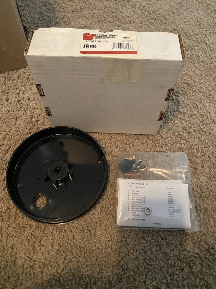 Federal Signal Light Bracket 210830 Poly Base 1” Pipe Mount