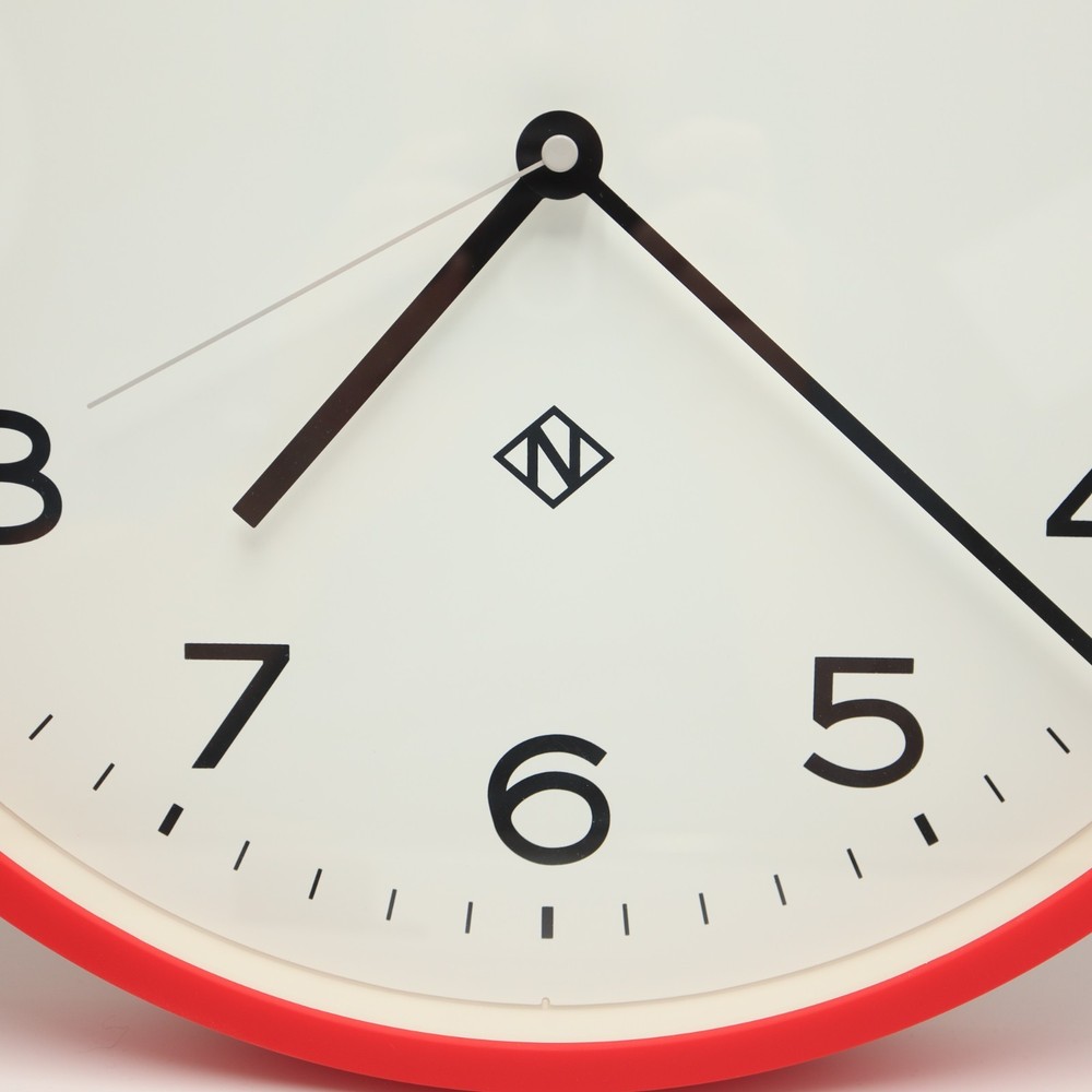 Newgate 15" Smooth Sweep Wall Clock Red Frame British Design Quartz Working