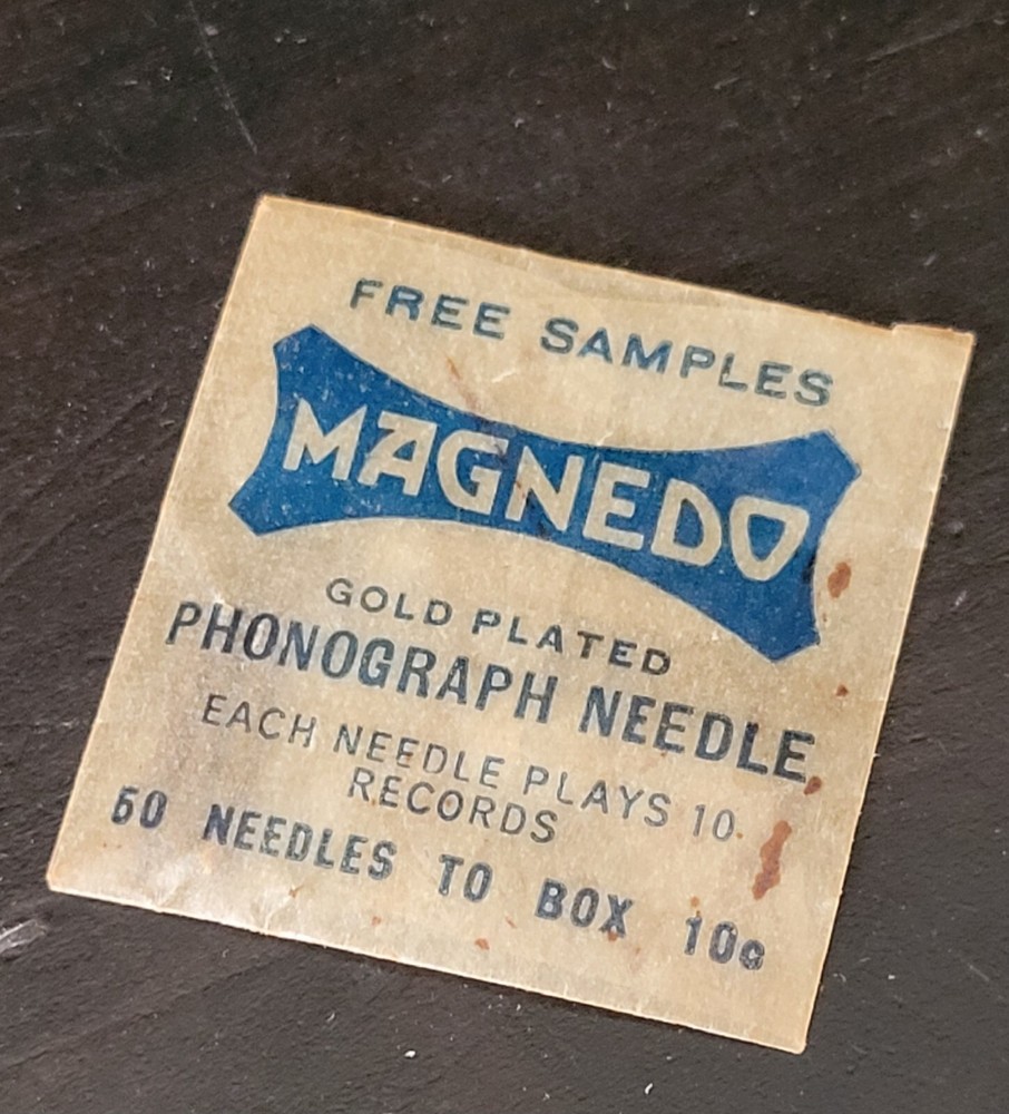 Empty sample gramophone phonograph needle packet - magnedo gold plated