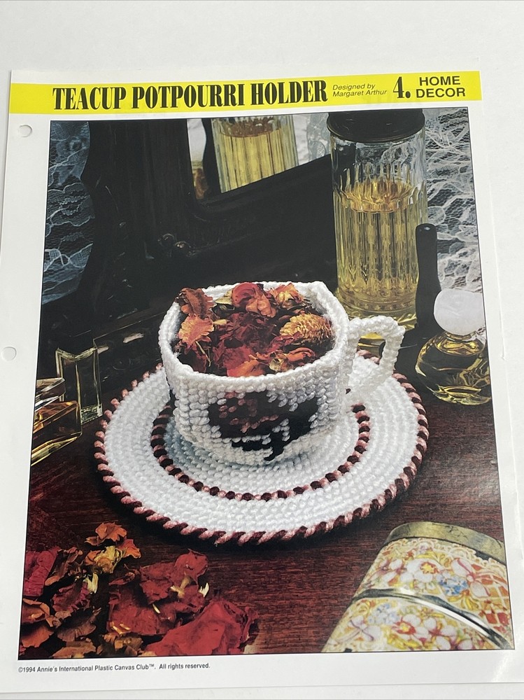 Annie's Attic Teacup Potpourri Holder  Plastic Canvas Pattern