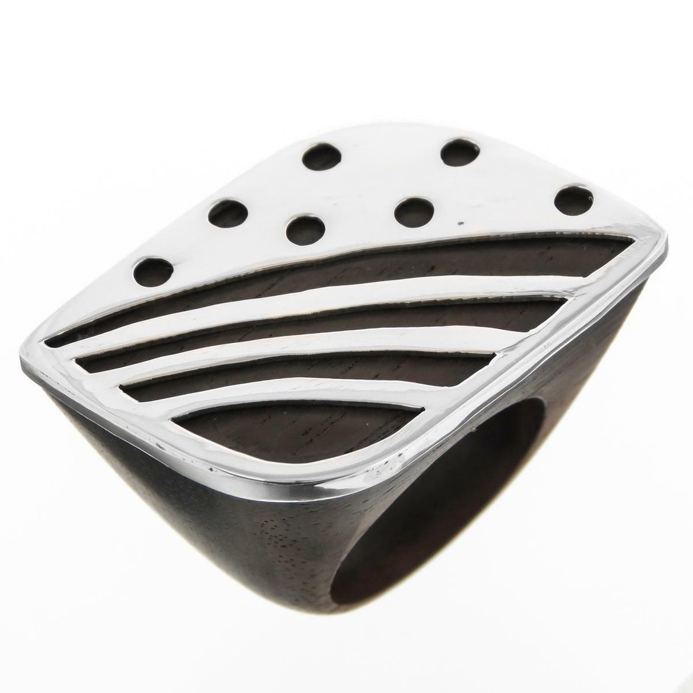 Dark Wood Contrast 925 Sterling Silver Ring