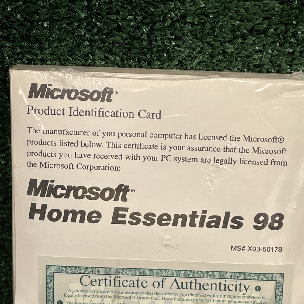 Microsoft Home Essentials 98 Media CD-ROM, Guide & Product Certificate - Sealed!