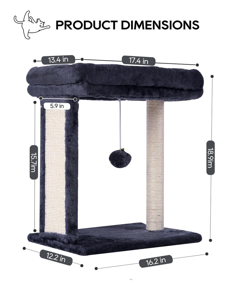 Samll Cat Tree with Scratching Board, Scratching Post with Perch for Indoor C...