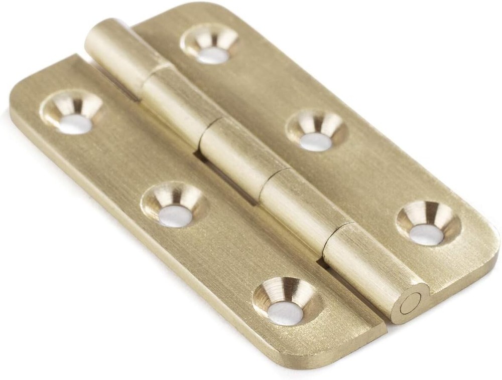 4-Pack Brushed Solid Brass Butt Hinges 2" for Cabinets and Wood Crafting