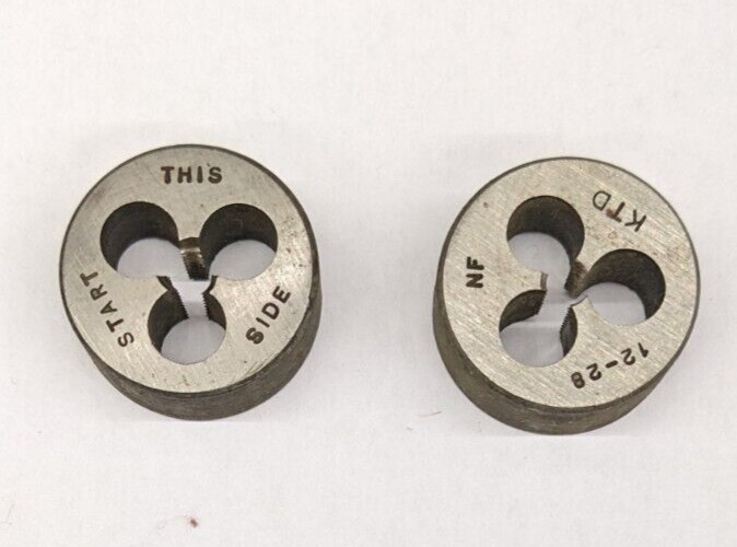 2 Kromhard 12-28 NF Round Dies 1" OD Solid Die Carbon Steel CS USA NEW