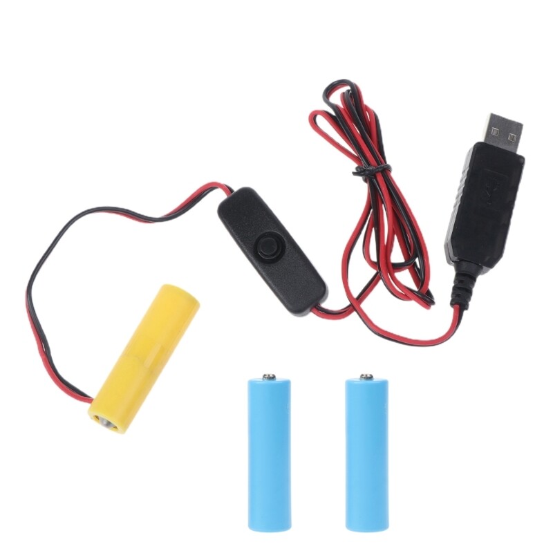 USB to 4.5V AA Battery Eliminator with Switch Replace 3 AA LR6 Battery for Clock