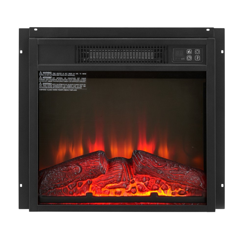 18" 1400W Electric Fireplace Insert Ultra Thin Log Set Black
