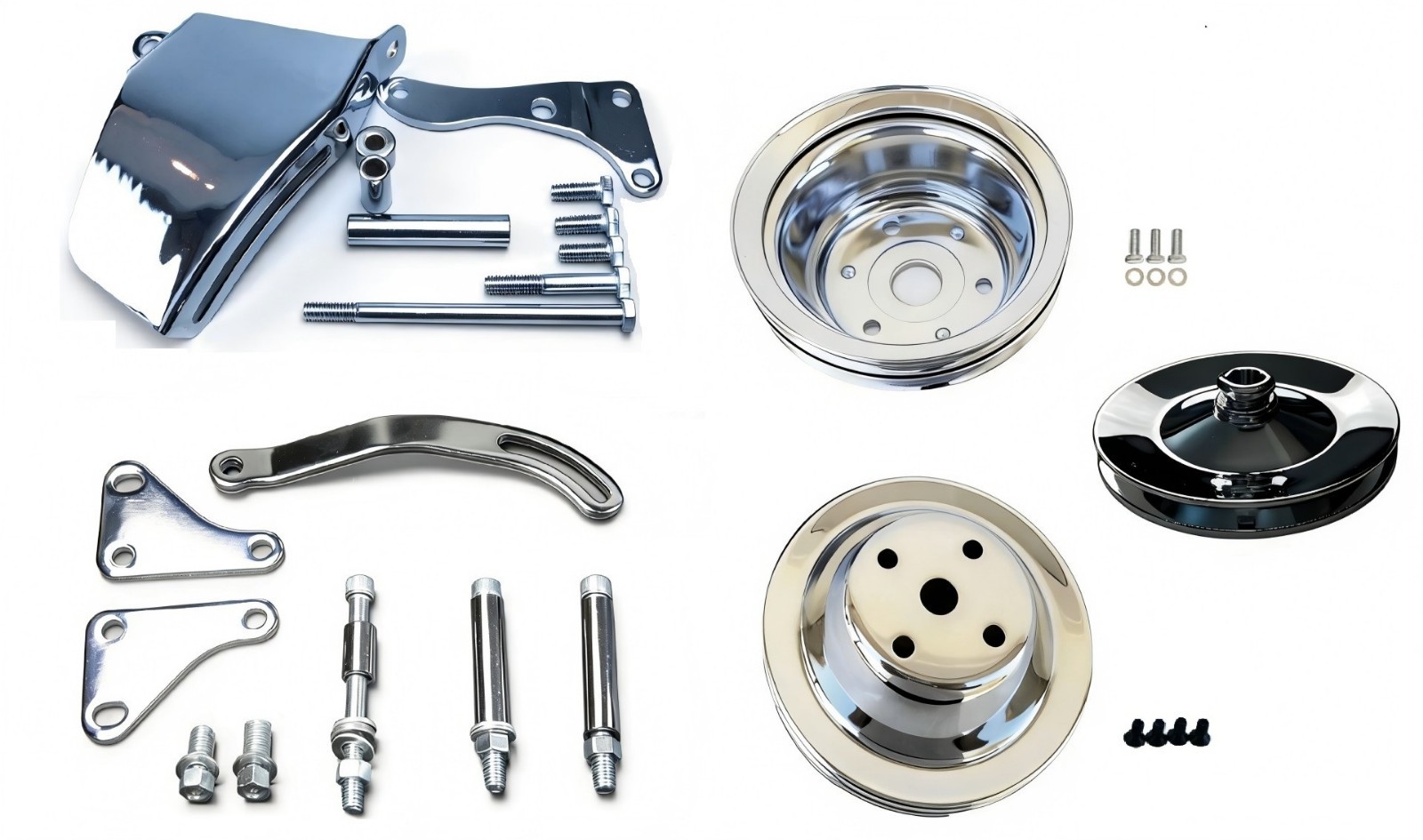 Small Block Chevy SBC 283 302 305 350 400 V-Belt Kit Long Water Pump ALT PS