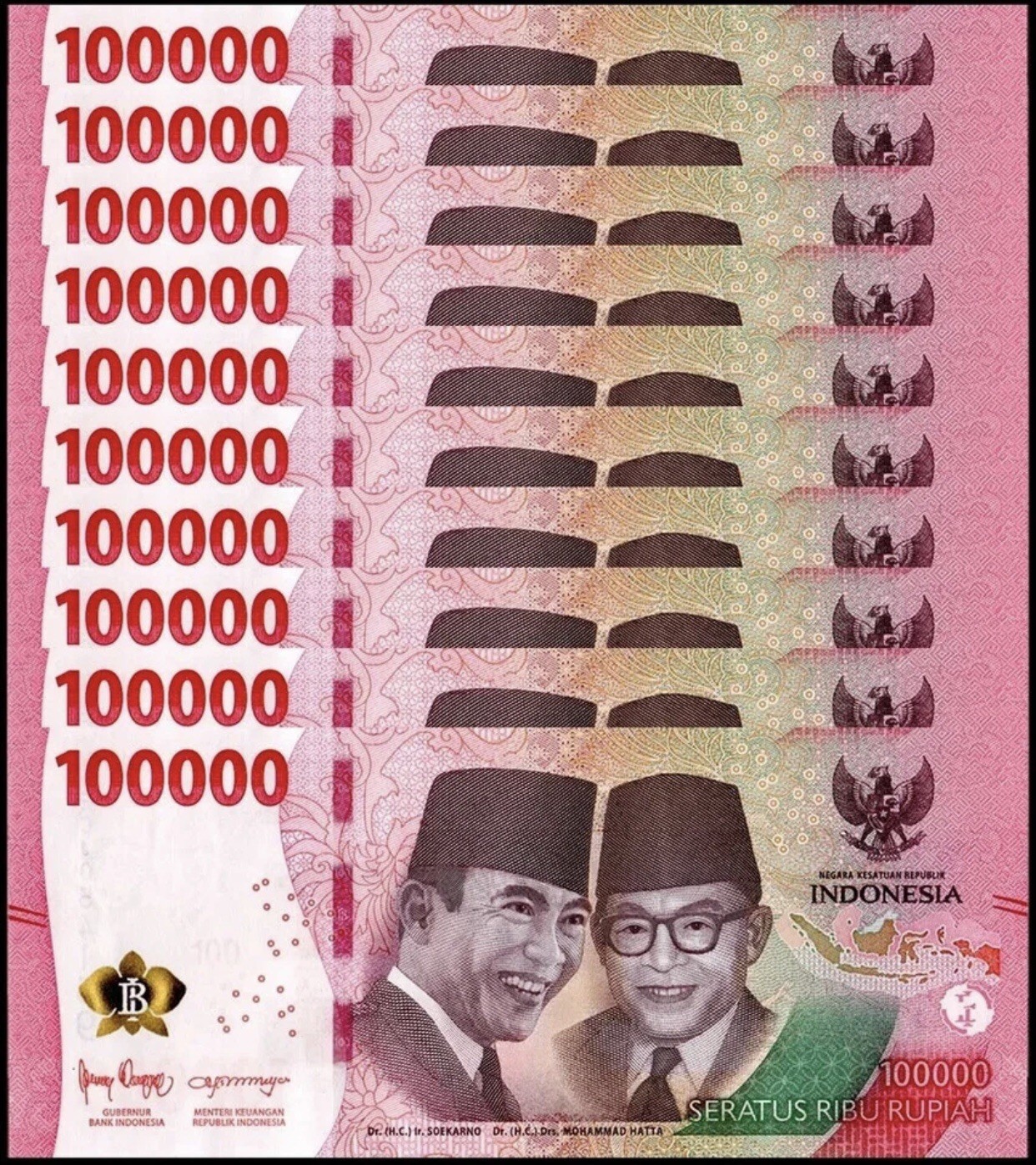 INDONESIA RUPIAH 5 MILLION 50 x 100,000 IDR UNC