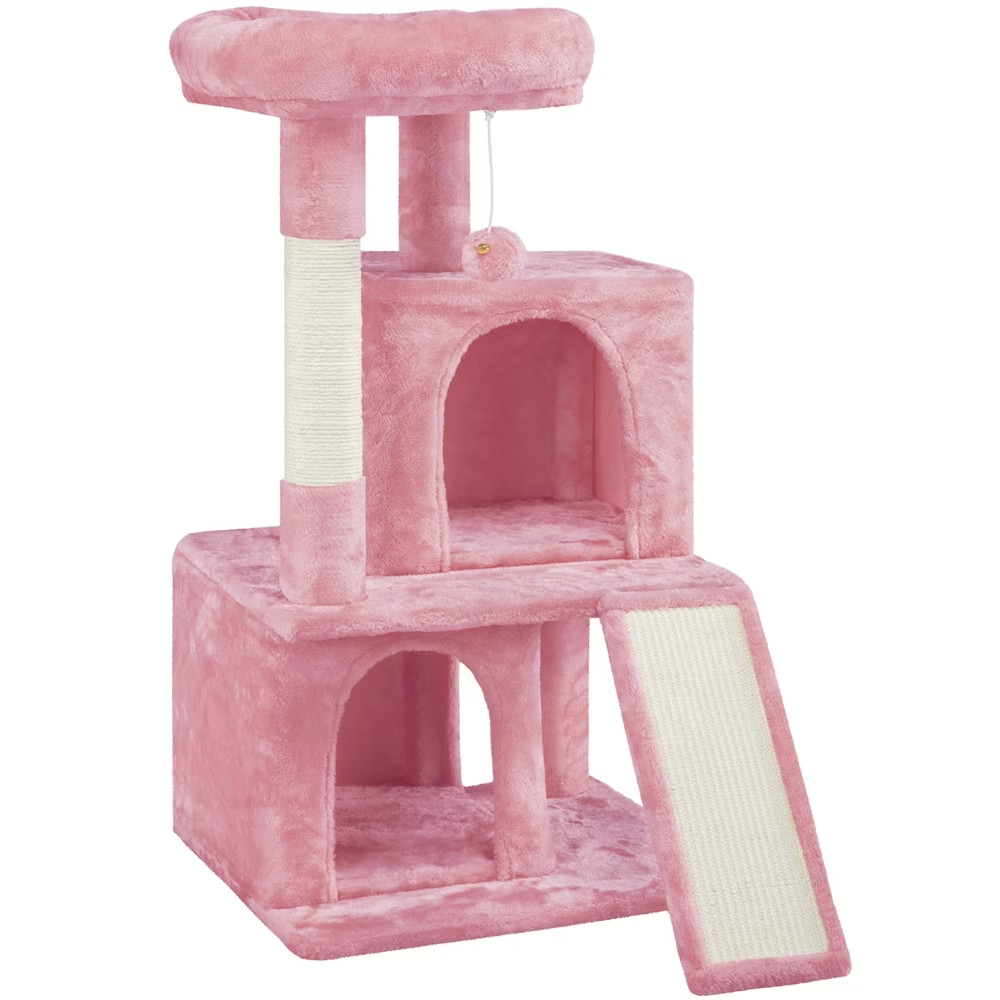 Pink Cat Tree 36 Inch Multi Level Condo Scratching Post Tower Durable Interactiv