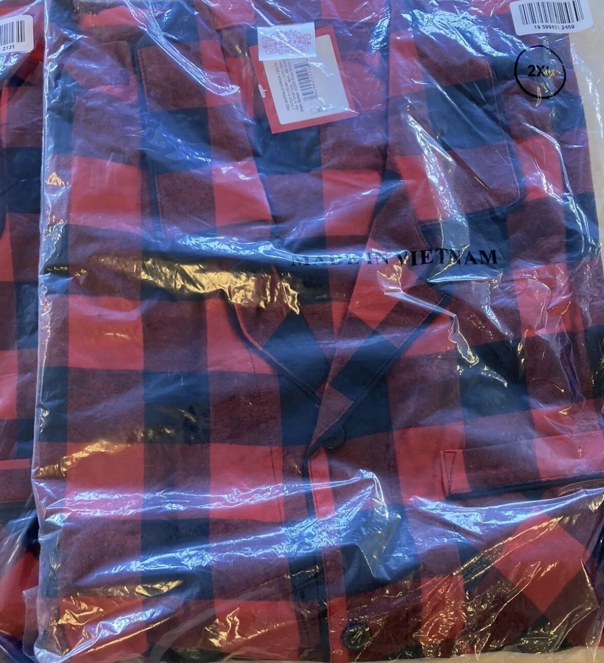 Men's Big & Tall Size 2XL Red Buffalo Check Flannel Pajama Set - Wondershop™ NEW