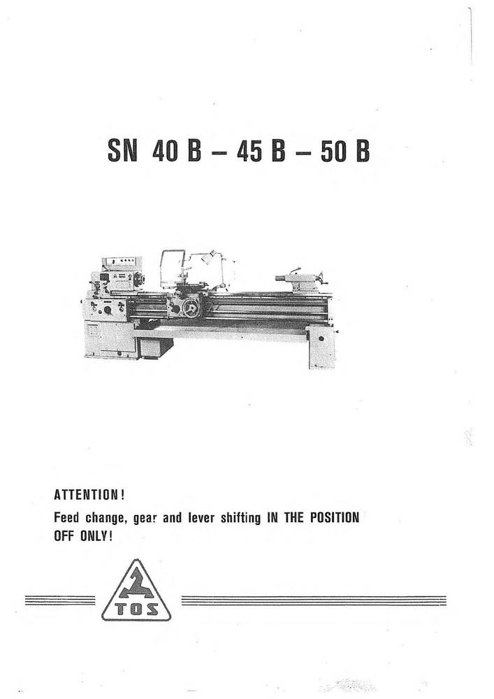 Operator & Instruction Manual TOS SN 40B-45B-50B