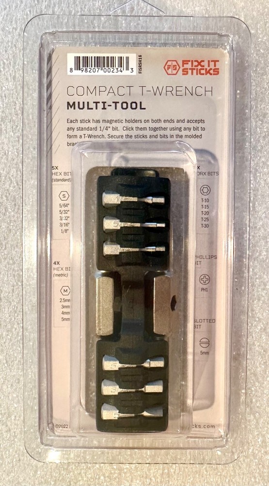 Fix It Sticks 18 Piece Interchangeable T-Handle & Bit Set W/ Compact Holder Case