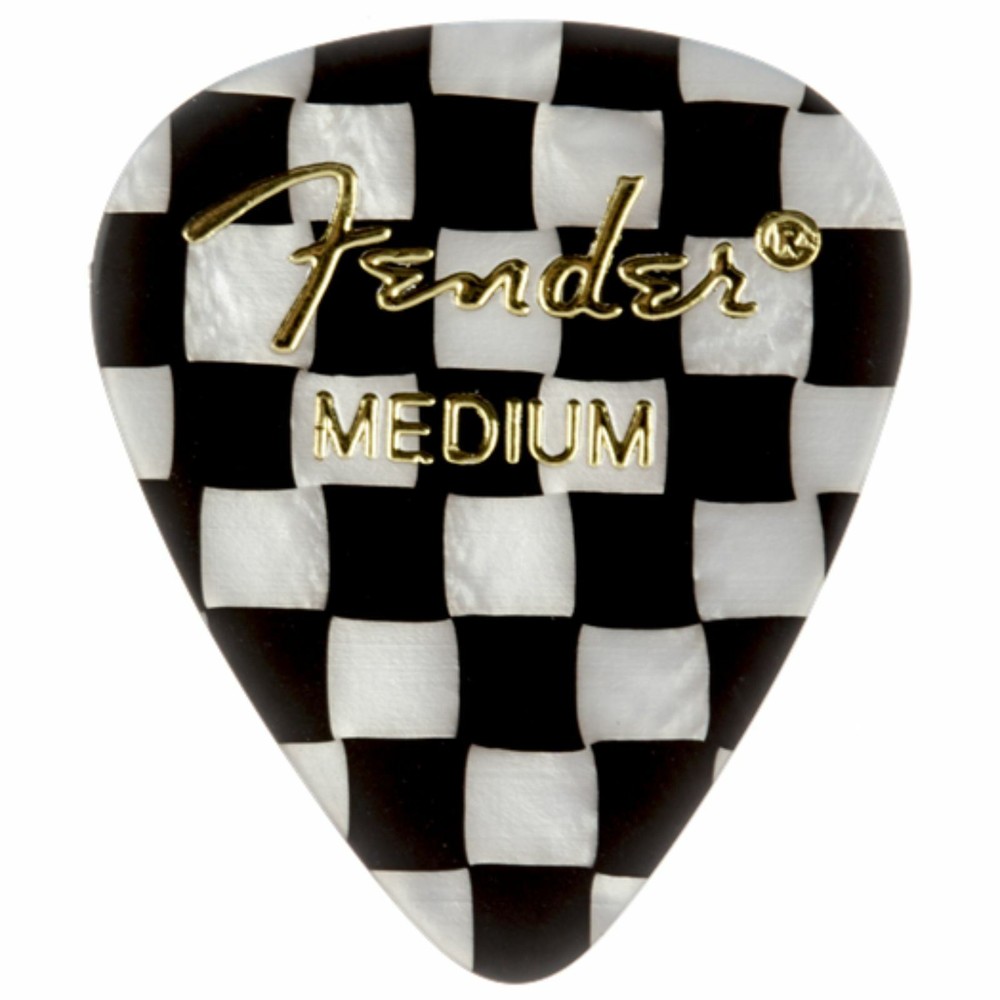 Fender 351 Shape Graphic Celluloid Guitar Picks, Medium, Checkerboard, 12-Pack
