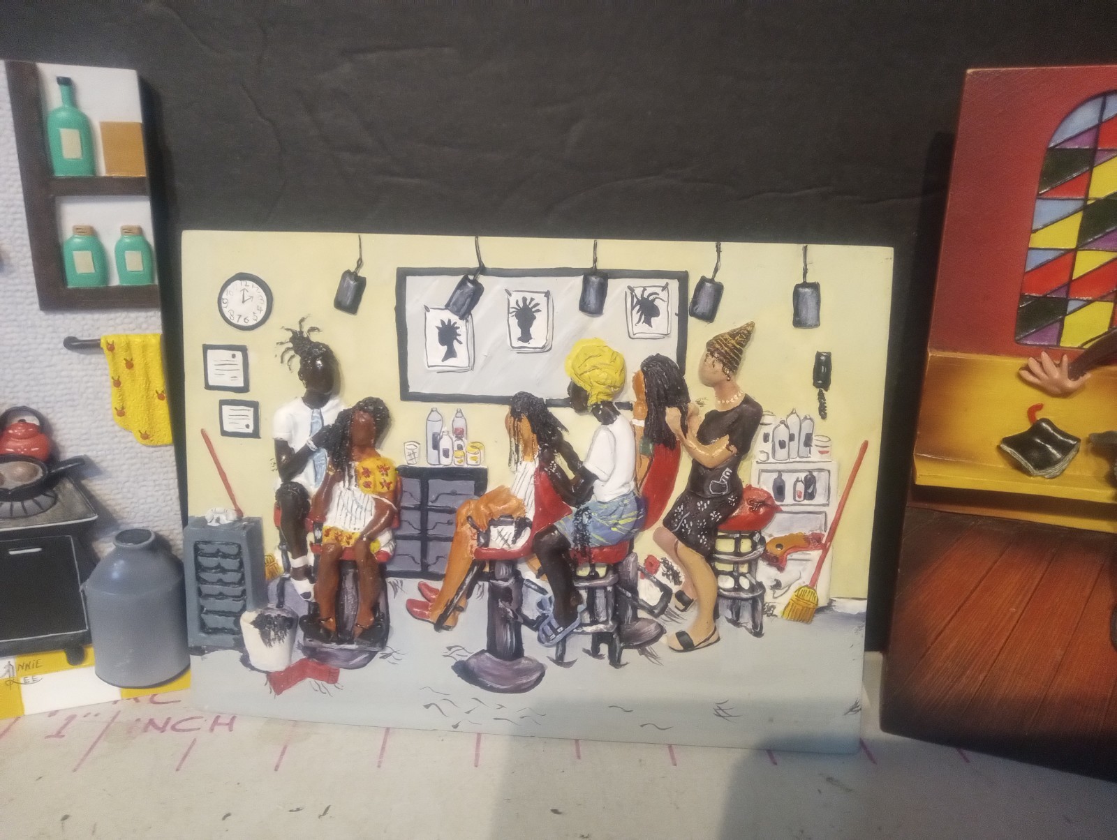 (3) Vintage Annie Lee CORN BREAD HOLY GHOST HAIR EXTESIONS CERAMIC WALL PLAQUES