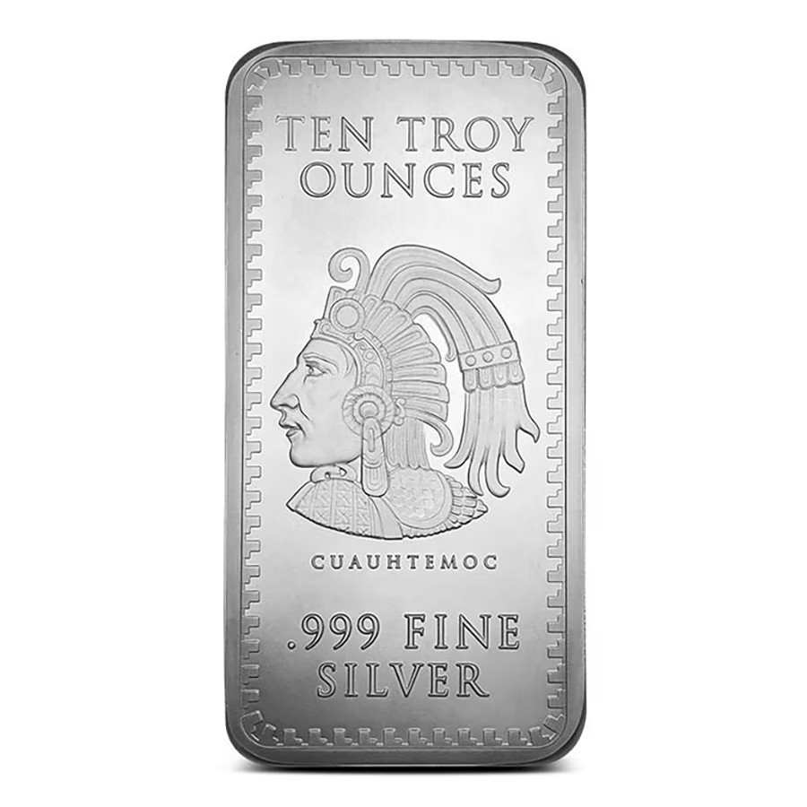 Silver 10 oz Aztec Calendar Bar