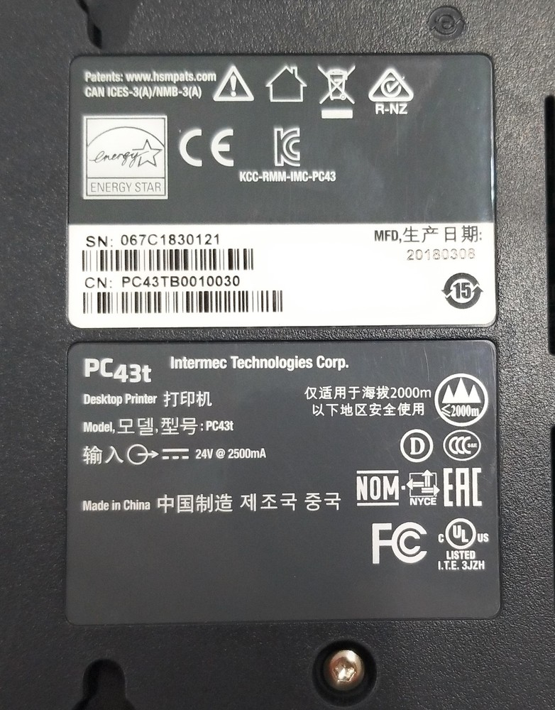 Intermec PC43t Compact Direct Thermal Barcode Warehouse Label Printer