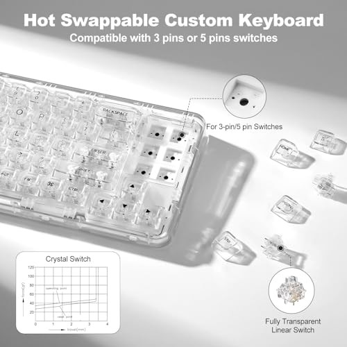 X71 Wireless Hot Swappable Transparent Mechanical Crystal Ice Switch White