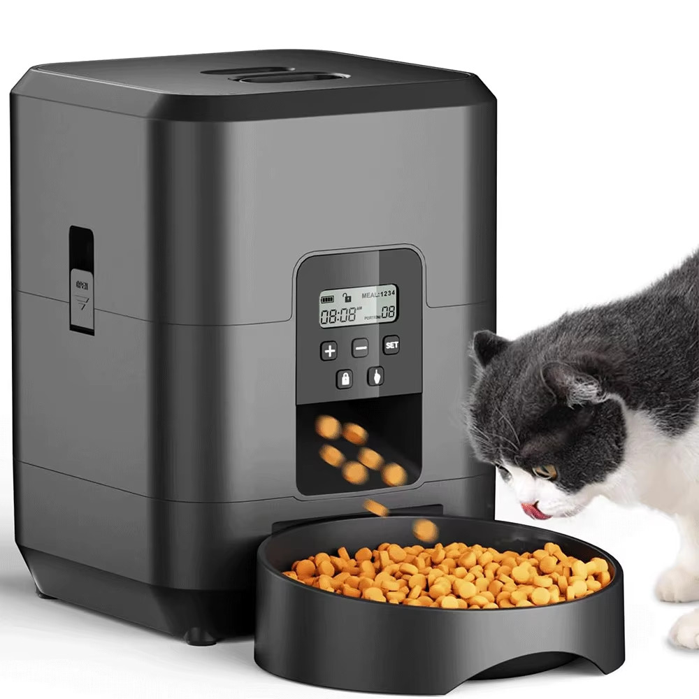 Automatic Pet Feeder Cat/Dog, Timed Feeding Schedule, Backup Power Source, Black