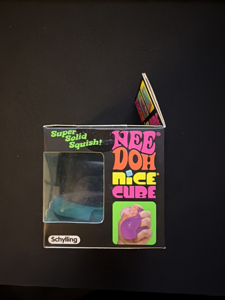 Schylling NeeDoh Nice Cube BLUE Sensory Squeeze Toy Super Solid Squish AUTHENTIC
