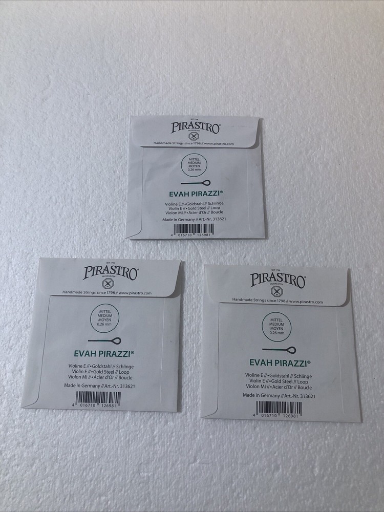 3 x New Pirastro Evah Pirazzi Violin String Medium Gauge Loop-End Gold-Plated E
