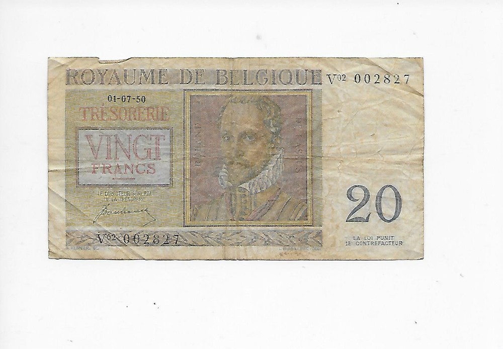 Belgium 20 franks NOTE 1950