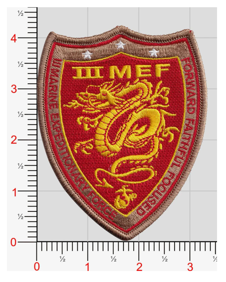 MARINE CORPS 3RD MEF EMBROIDERED PATCH WITH HOOK & LOOP