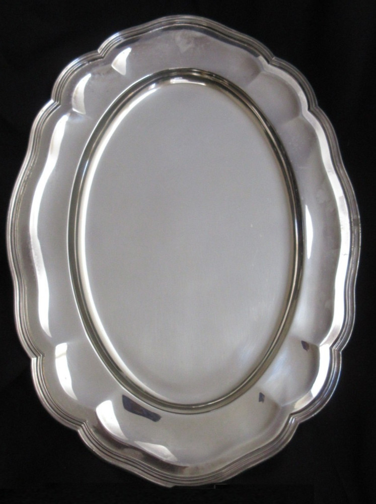 Pairpoint Sheffield Silverplate Serving Tray Oval Scalloped 18.5in Case