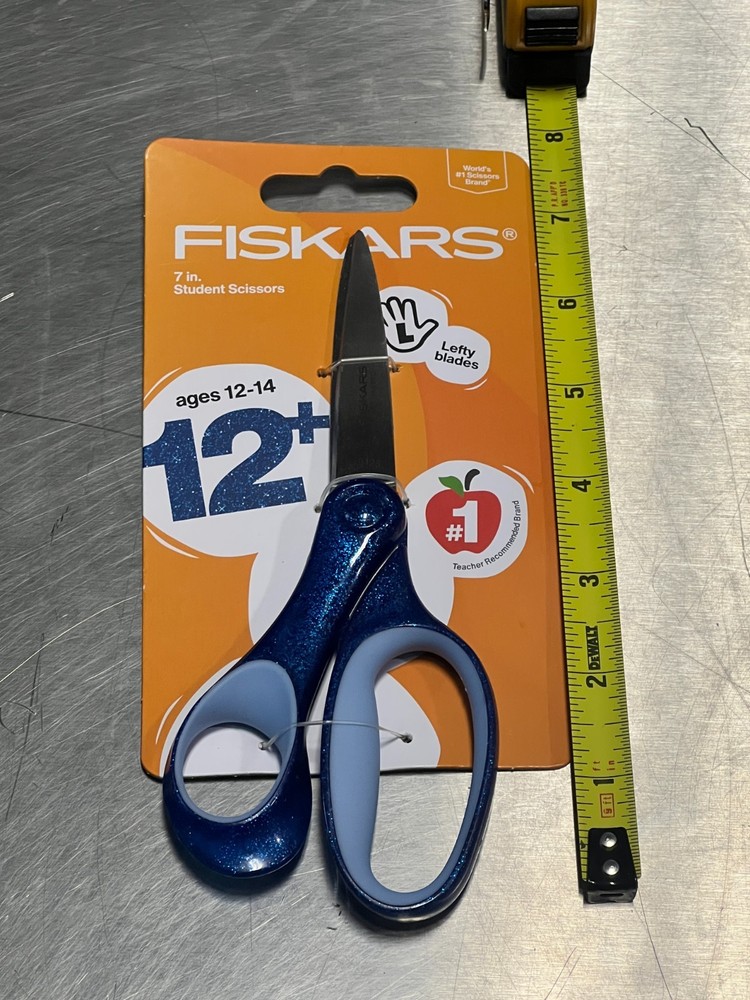 Fiskars Student Scissors 7" Kids 12+ Blue Sparkles