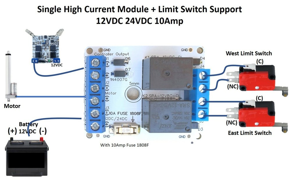 Single Relay Module Limit Switch's PV Panel Sun Tracking Control DIY 12V 24V 10A