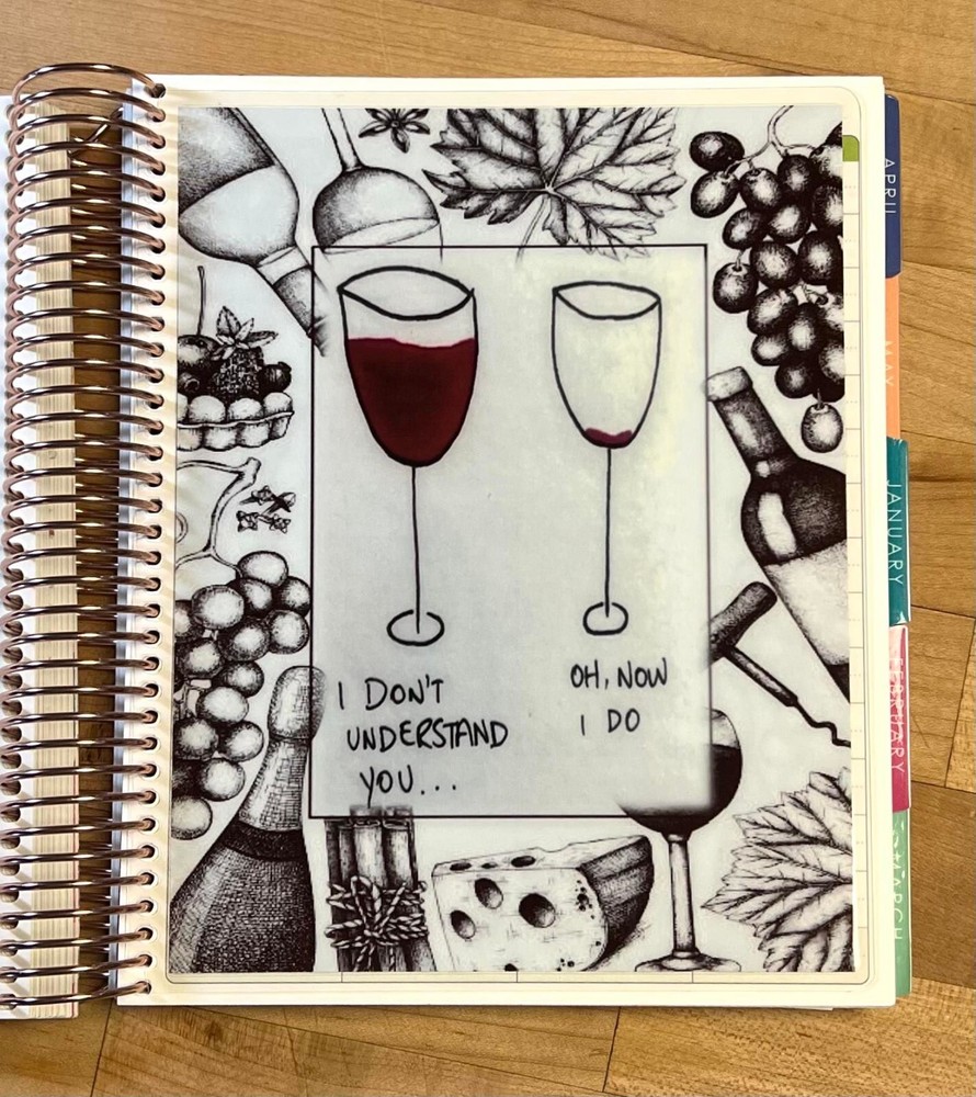 I Understand U Wine Two Sided Dashboard Insert for use with Erin Condren Planner