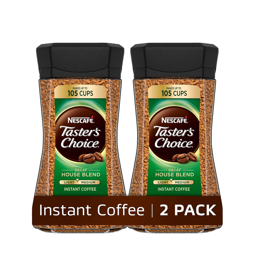 NESCAFÉ Instant Coffee, Light Medium Roast, Decaf House Blend, 2 Jars (7 Oz ...