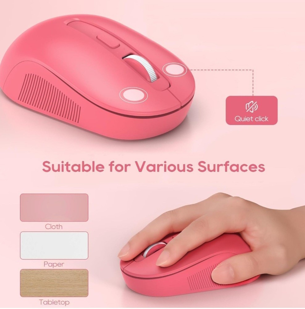 Wireless Keyboard and Mouse Combo - Round Keycaps, Full-Size Retro Typewriter...